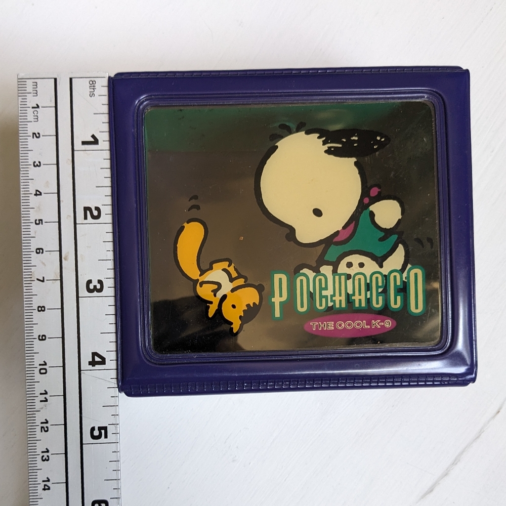 Vintage Pochacco Dog Puppy Sanrio Purple Plastic Vinyl Snap Trinket Box - Picture 14 of 15